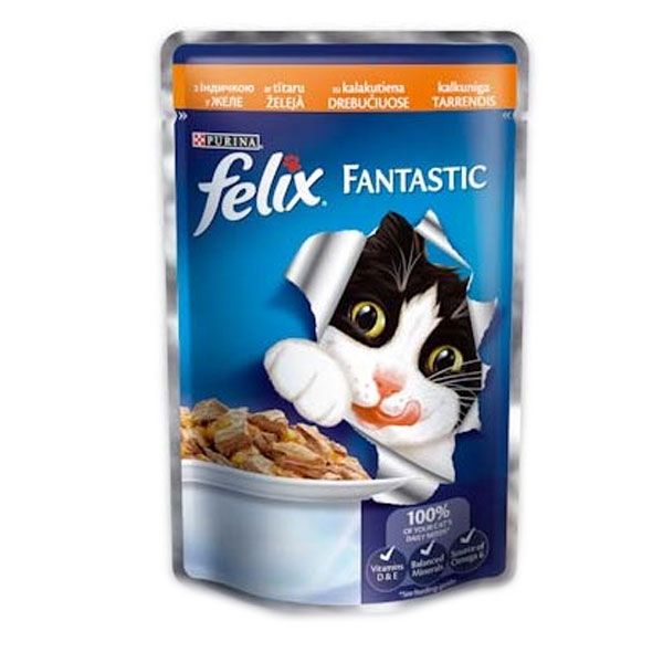 Корм Felix Fantastic с индейкой в желе 100 г