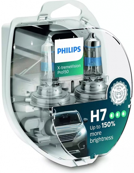 Лампа галогенная Philips X-tremeVision Pro150 12972XVPS2 H7 PX26d 12В 55 Вт 2 шт. 3350 K