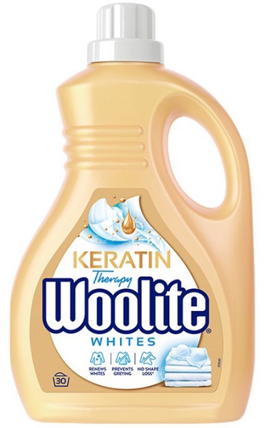 Гель для машинной и ручной стирки Woolite для светлых и белых тканей с кератином 1,8 л