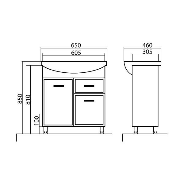 Тумба підлогова Aqua Rodos Декор 65 з умивальником Nova 65