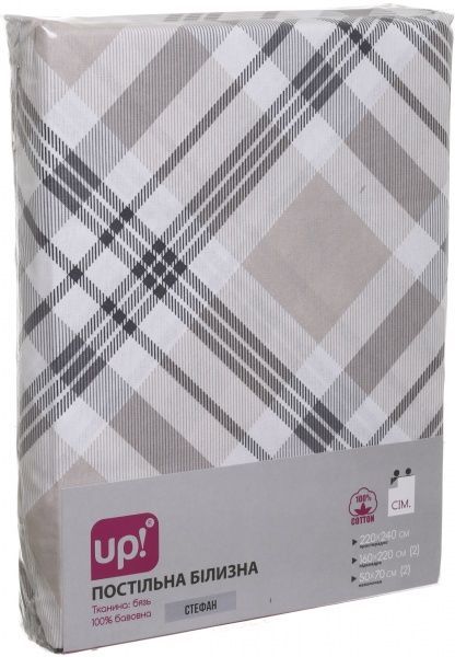 Комплект постельного белья Стефан семейный коричнево-бежевый UP! (Underprice) 