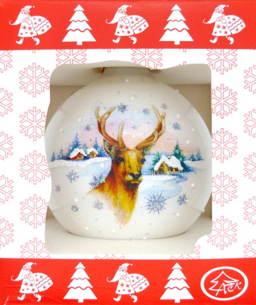 Куля скляна з художнім малюнком 80 мм білий перламутровий 80Dхд(2)/1