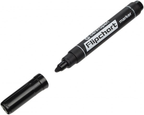 Маркер перманентный Centropen для флипчарта 1-4.6 мм черный 