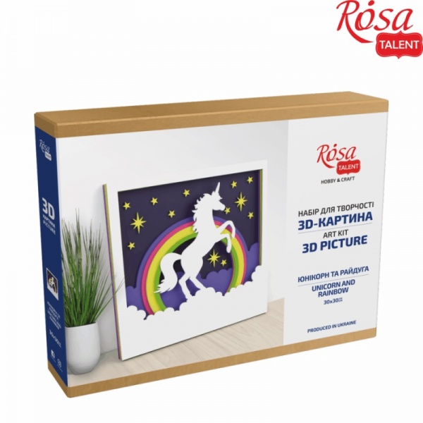 Набор для рисования картина 3D Юникорн и радуга (N0003514) 30х30 см Rosa Talent 
