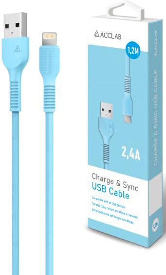 Кабель Acclab USB to Lightning 1,2 м голубой (AL-CBCOLOR-L1BL)