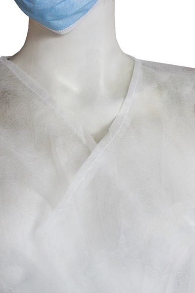 Халат из спанбонда на поясе 25 г/кв. м р. XXXL рост универсальный белый