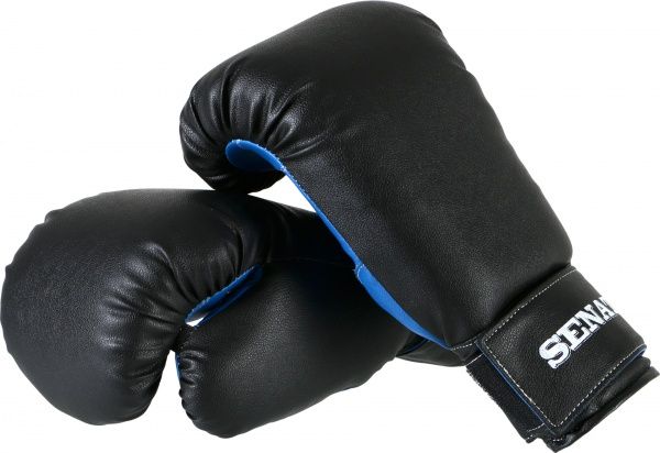 Боксерские перчатки SENAT 12oz черный с синим