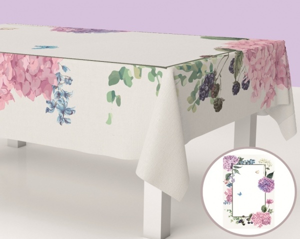 Скатерть Гортензия 150x200 см белый с рисунком La Nuit 