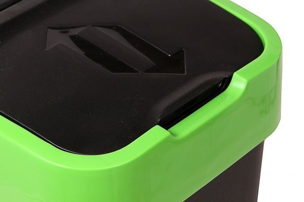 Бак для сміття з кришкою Heidrun Push & Up 18 л чорний із салатовим 1341