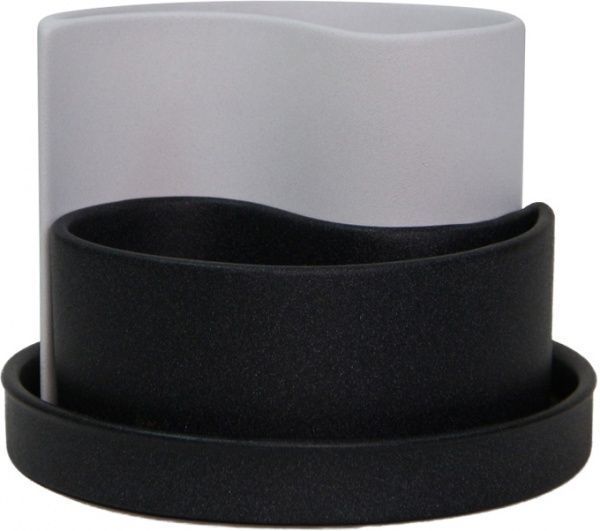 Горщик керамічний Оріана-Запоріжкераміка Крапля крошка фігурний 1,3 л чорно-білий 