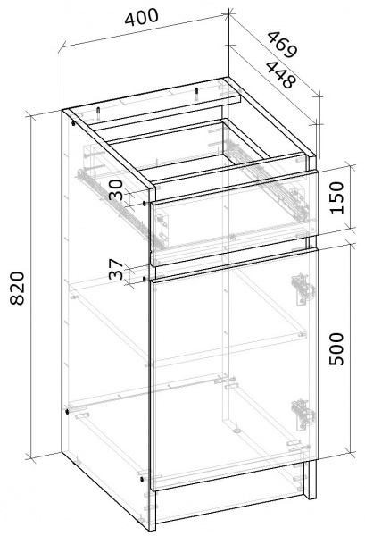 Тумба нижняя с одним ящиком МС Снежана 40х82х46,9 см, белый Грейд