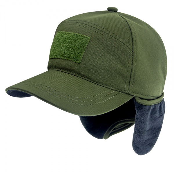 Кепка Expert ® тактична, фліс з вушками зимова 58 оливковий