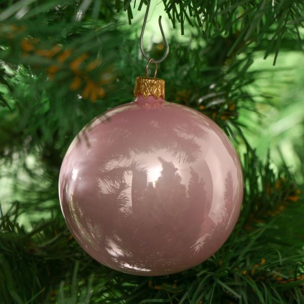 Шар стеклянный d80 однотонный розовый