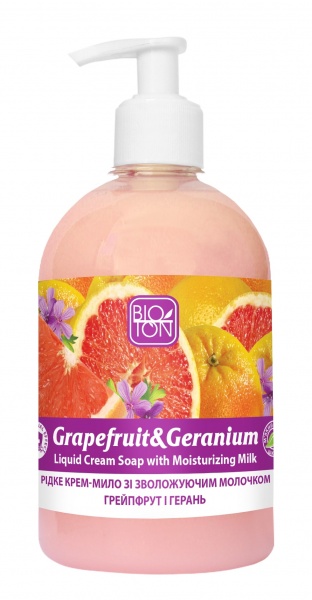 Крем-мыло Bioton Грейпфрут и Герань с увлажняющим молочком 500 мл