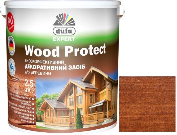 Декоративное средство Dufa EXPERT Wood Protect каштан шелковистый глянец 2,5 л