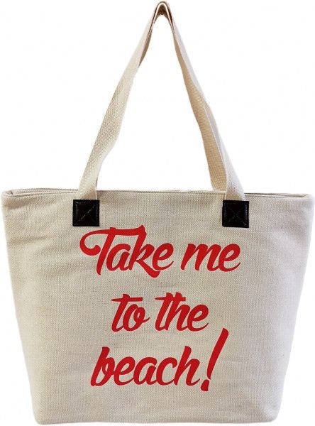 Сумка пляжная Take me to the beach белый с красным 