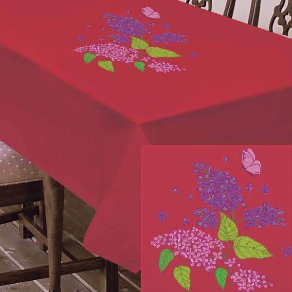 Скатерть с вышивкой 150x150 см белый с рисунком 