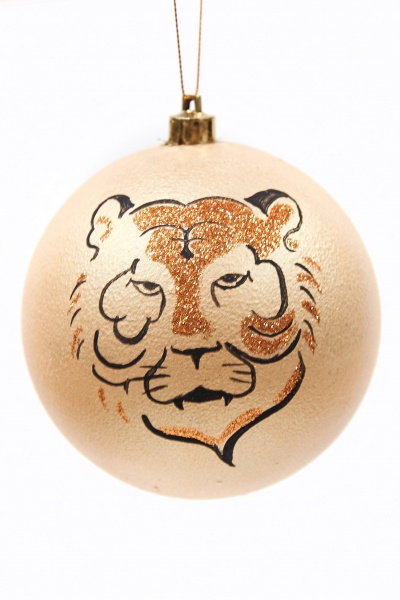 Шар новогодний Тигр 100 мм золотой