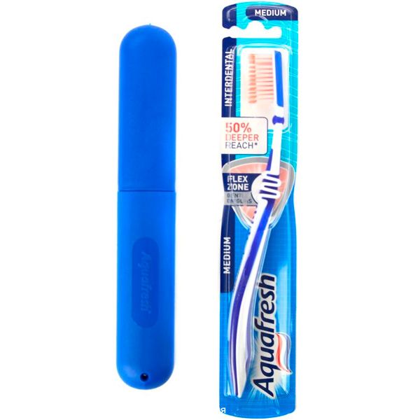 Зубная щетка Aquafresh Interdental Flex Zone с футляром средней жесткости
