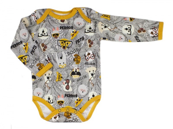 Боди детское для девочки Маленькие люди Собачки р.74 серый 