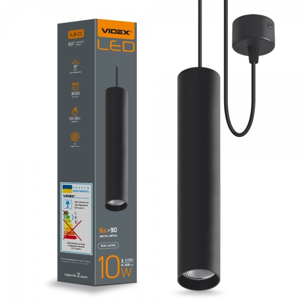 Світильник підвісний Videx LED 10 Вт чорний 26483 