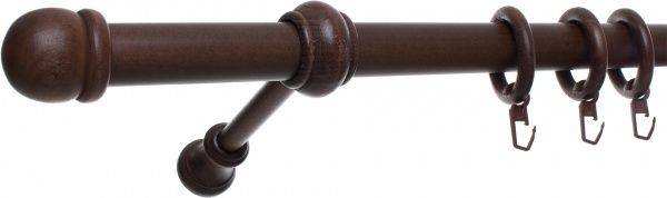 Карниз Gardinia Bona одинарний укомплектований d28 мм 240 см горіх 