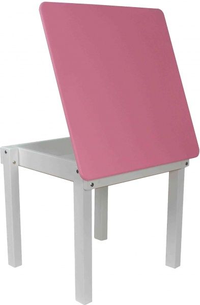 Столик Yuliana Woody 60 х 60 білий з пеналом рожева стільниця 12013301