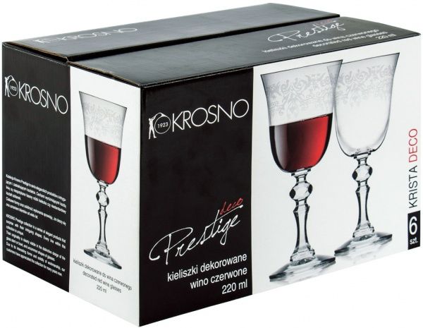 Набор бокалов для вина Prestige krista deco 220 мл 6 шт. Krosno