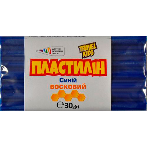 Пластилін восковий синій TRAVEL KIDS 30 г Western Industrial Group