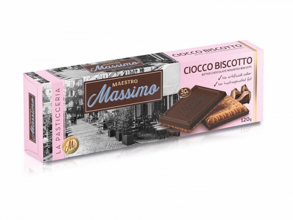 Печиво-сандвіч Maestro Massimo з чорним шоколадом Ciocco Biscotto Dark 120 г 