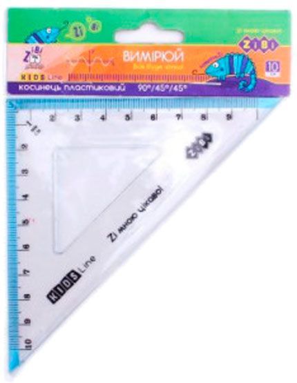 Линейка-угольник с цветной полоской 10см ZiBi