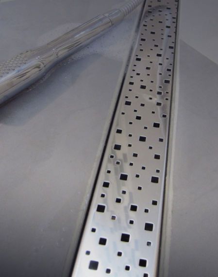 Душевой канал MCH 850 мм с решеткой Квадраты, нержавеющая сталь CH-850 S