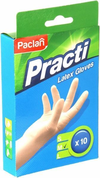 Перчатки резиновые Paclan стандартные р.M 5 пар/уп. белые 