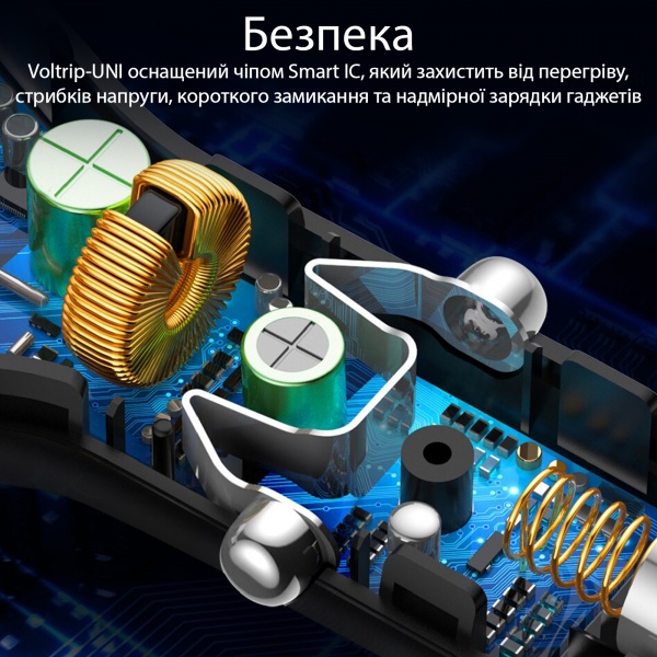 Автомобильное зарядное устройство Promate Voltrip-UNI 17Вт USB + Multi-Connector Black 