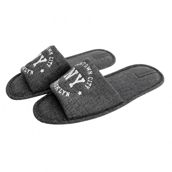 Тапки домашние чоловічі HS-VL з вишивкою рогожка моно 9281 р.40/41 темно-серый 