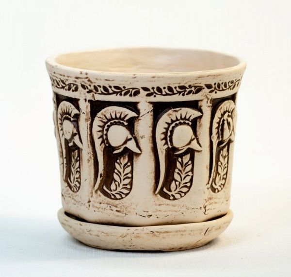 Горшок шамотный Александр круглый 2л бежевый 