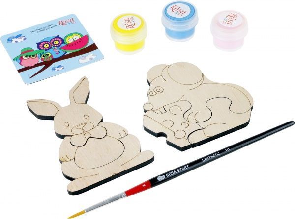 Набір для творчості, пазли дерев'яні Степові тварини  Rosa Kids N0001903