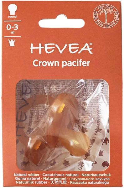 Соска-пустышка Hevea круглая CROWN 0-3