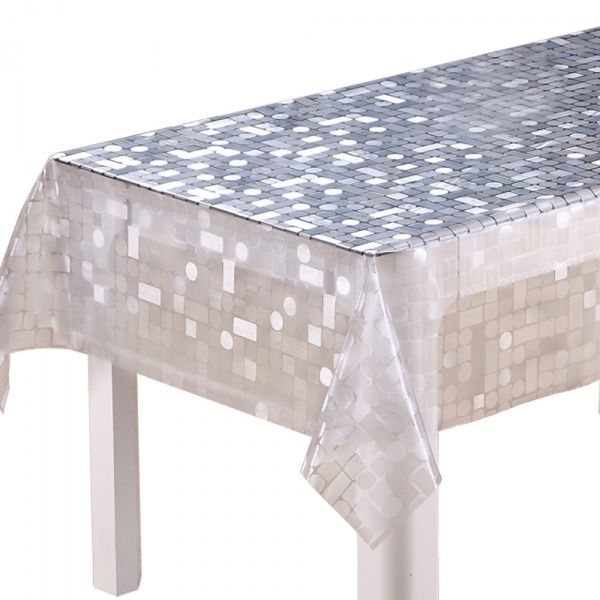 Скатерть 3Д ТСА059-001 Мозаика 137x200 см белый Даріана 