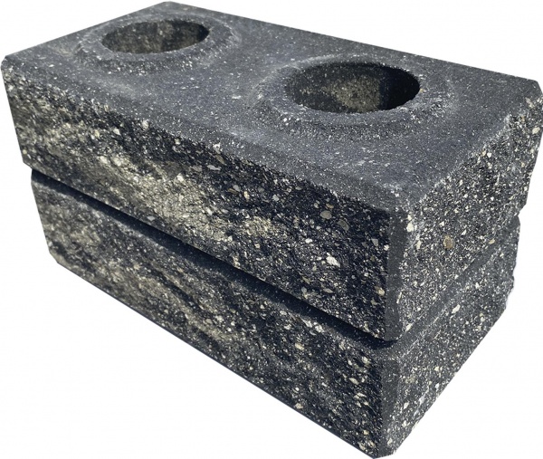 Цегла гіперпресована LEGO-FASAD колота кутова сіро-чорна