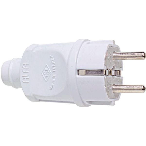 Вилка Alfa 16 А прямая белая