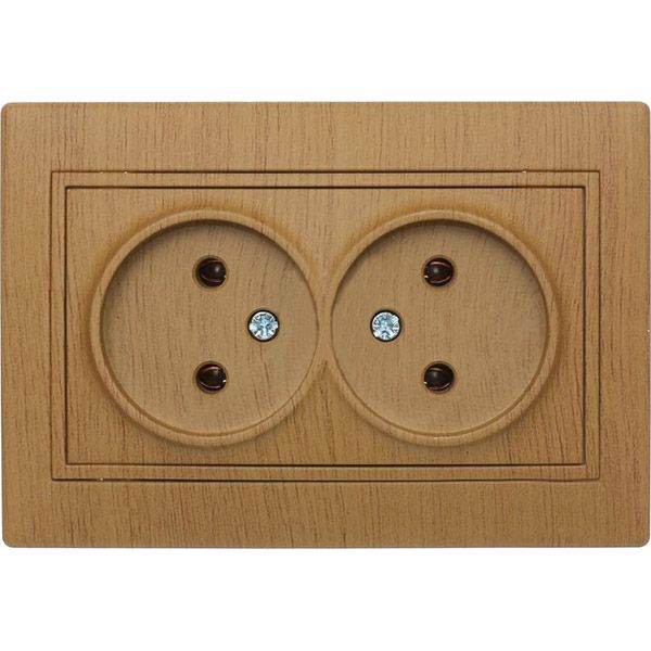Розетка подвійна без заземлення Lezard Mira дуб матовий 701-5151-128B