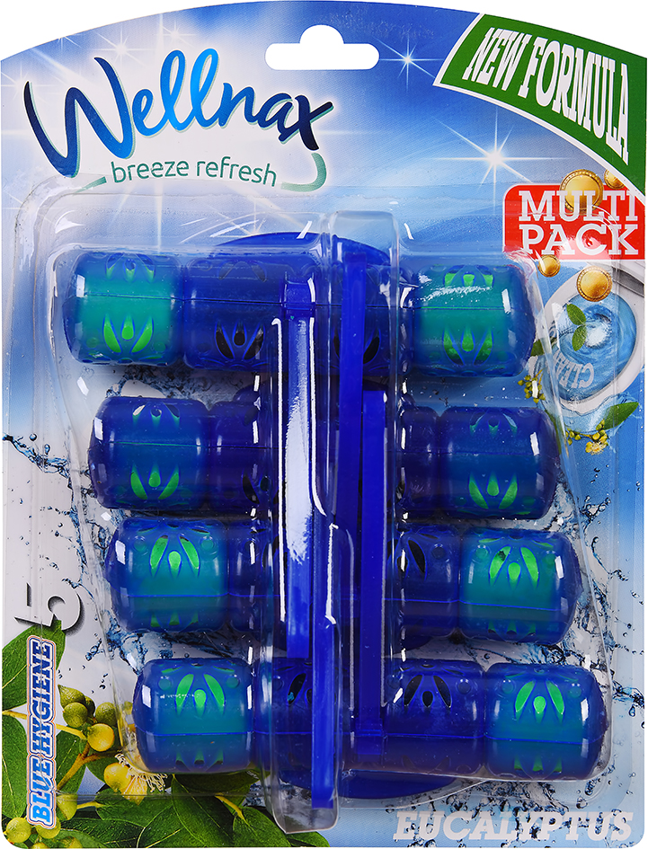 Туалетный блок Wellnax Эвкалипт цветная вода 4х50 г BLK-406