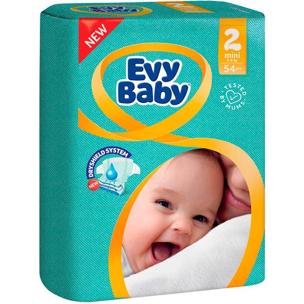 Подгузники Evy Baby эконом упаковка 2 3-6 кг 54 шт.
