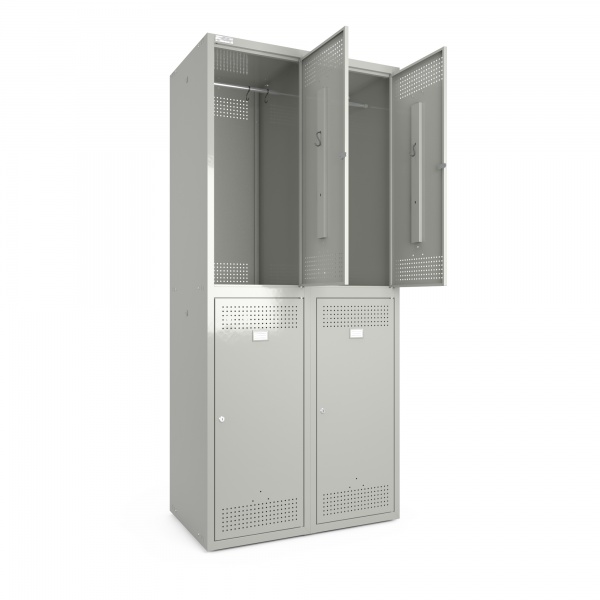 Шкаф Меткас металлический окрашенный для одежды двойной 400/2-4, 1800х800х500мм 