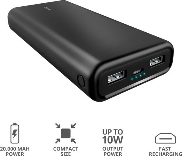 Внешний аккумулятор (Powerbank) Trust 20000 mAh black (23481) 