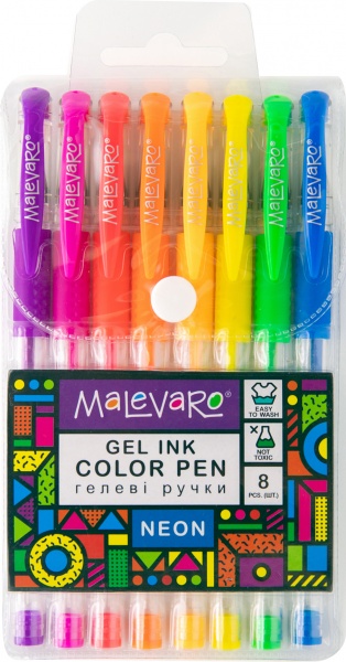 Набор ручек гелевых Malevaro Neon 8 цветов 0,5 мм 