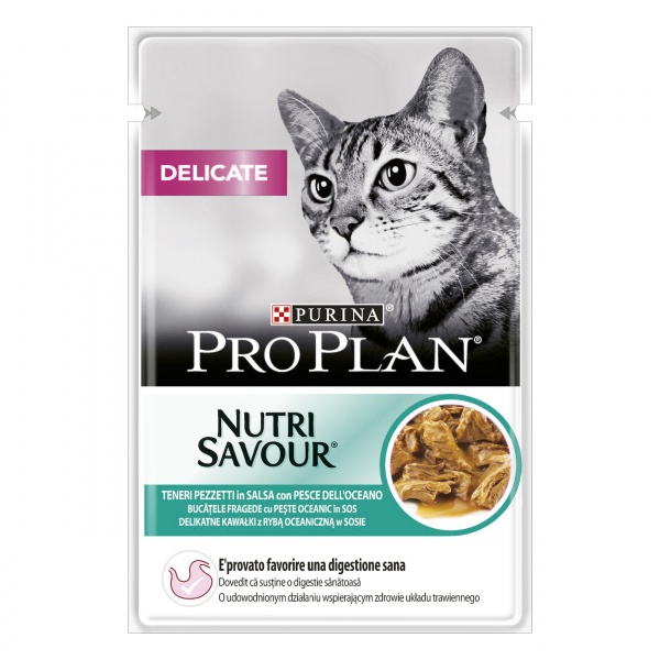 Консерва для кошек с чувствительным пищеварением Pro Plan Veterinary Diets Delicate NutriSavour с океанической рыбой 85 г