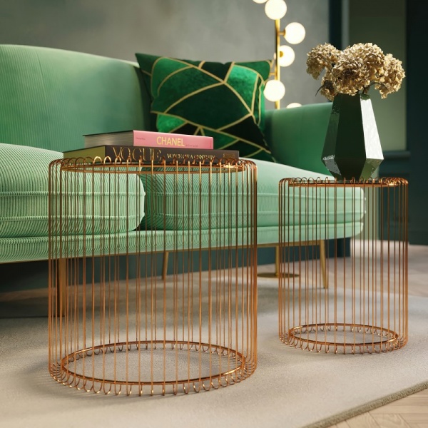 Стол декоративный KARE Design Wire copper , набор из 2 шт 