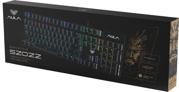 Клавіатура ігрова Aula S2022 (6948391240527) Mechanical keycap KRGD blue EN/UA black 